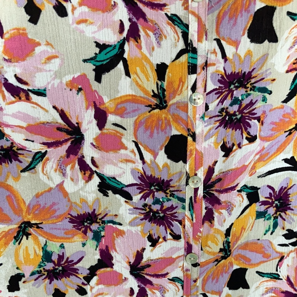 AGB floral print bell sleeve top boho tassel tie at neckline keyhole 3X - Picture 8 of 17